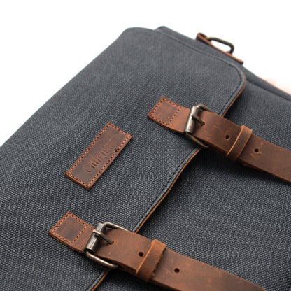Design01 Kanvas - Deri Siyah Postacı Çanta