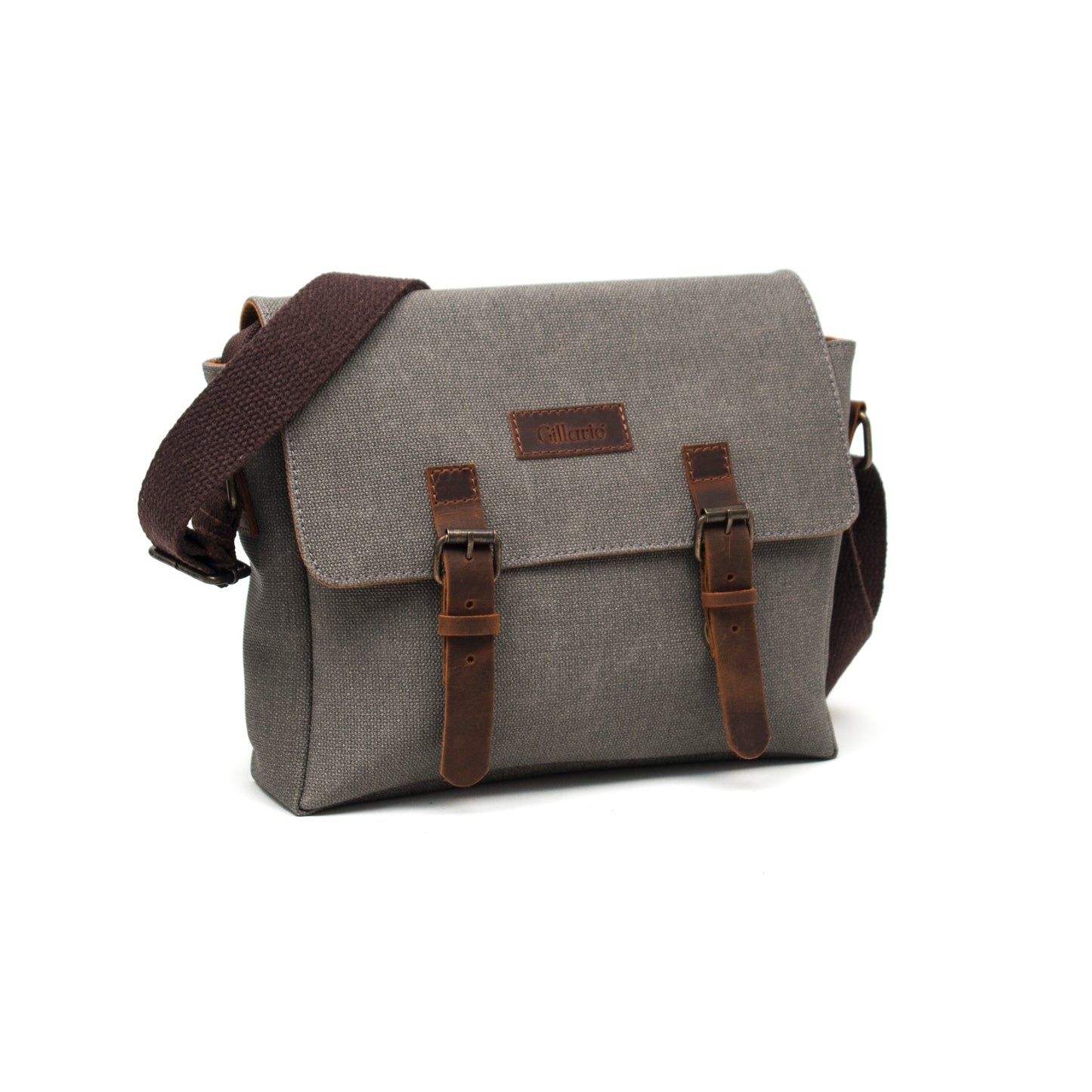 Design01 Kanvas - Deri Gri Postacı Çanta