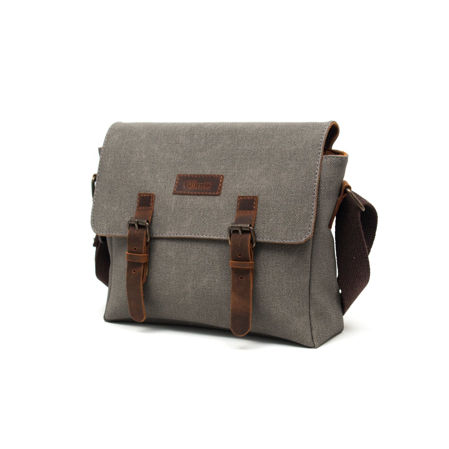 Design01 Kanvas - Deri Gri Postacı Çanta