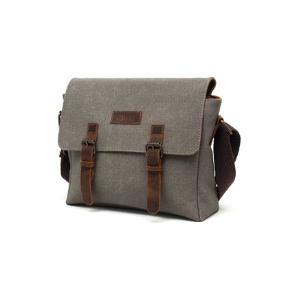 Design01 Kanvas - Deri Gri Postacı Çanta