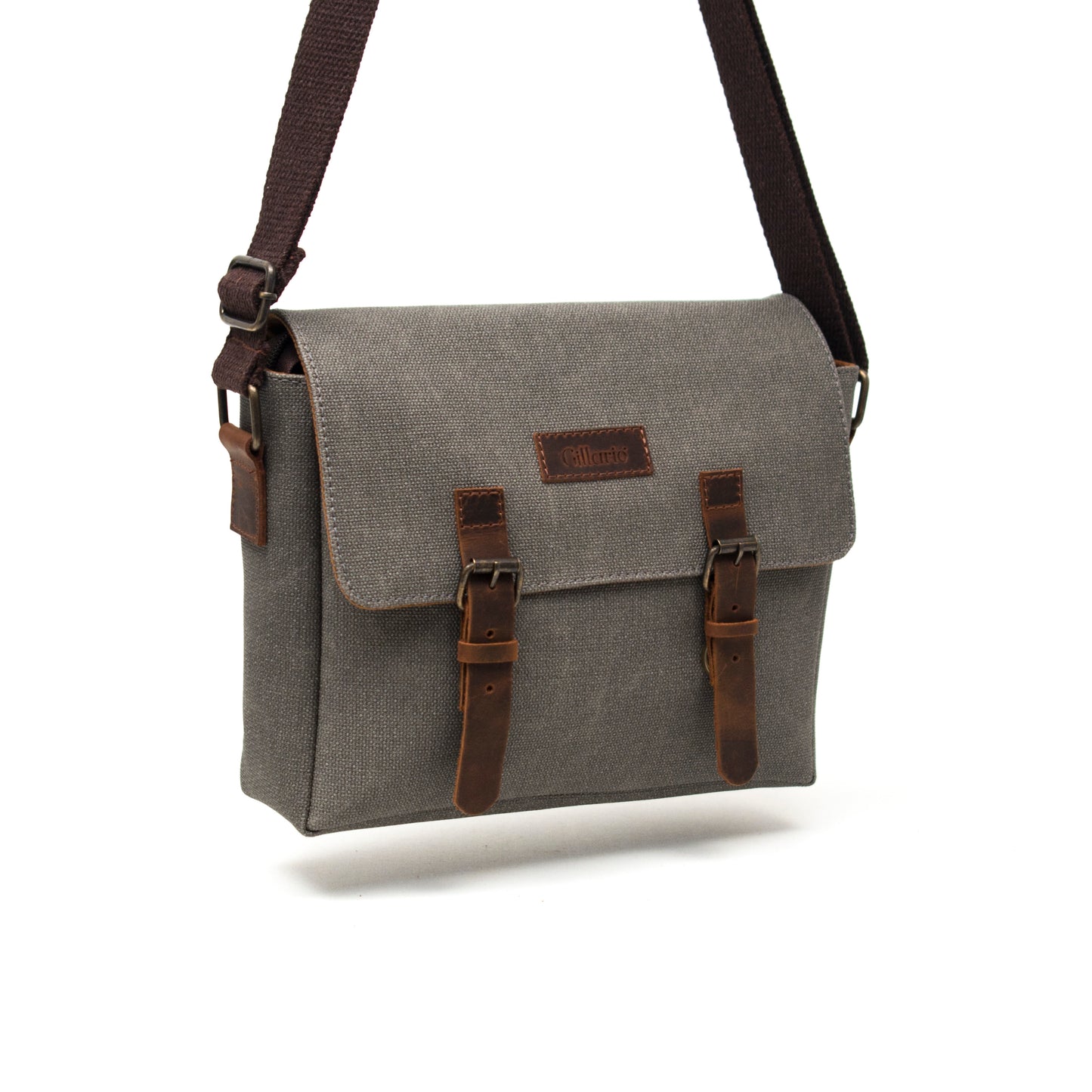 Design01 Kanvas - Deri Gri Postacı Çanta