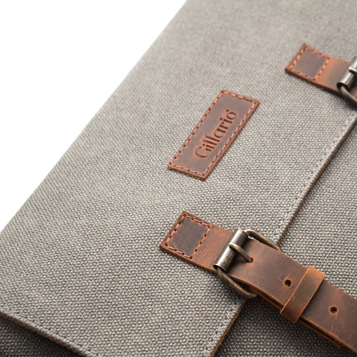Design01 Kanvas - Deri Gri Postacı Çanta