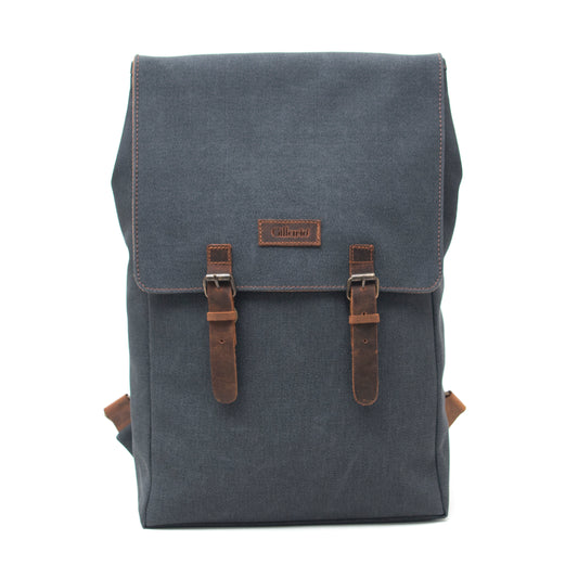 Design02 Kanvas Deri Siyah 15.6 Inch Laptop Sırt Çantası