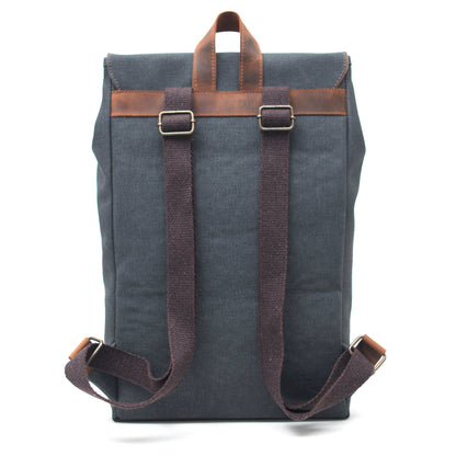 Design02 Kanvas Deri Siyah 15.6 Inch Laptop Sırt Çantası