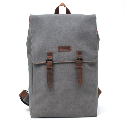 Design02 Kanvas Deri Gri 15.6 Inch Laptop Sırt Çantası