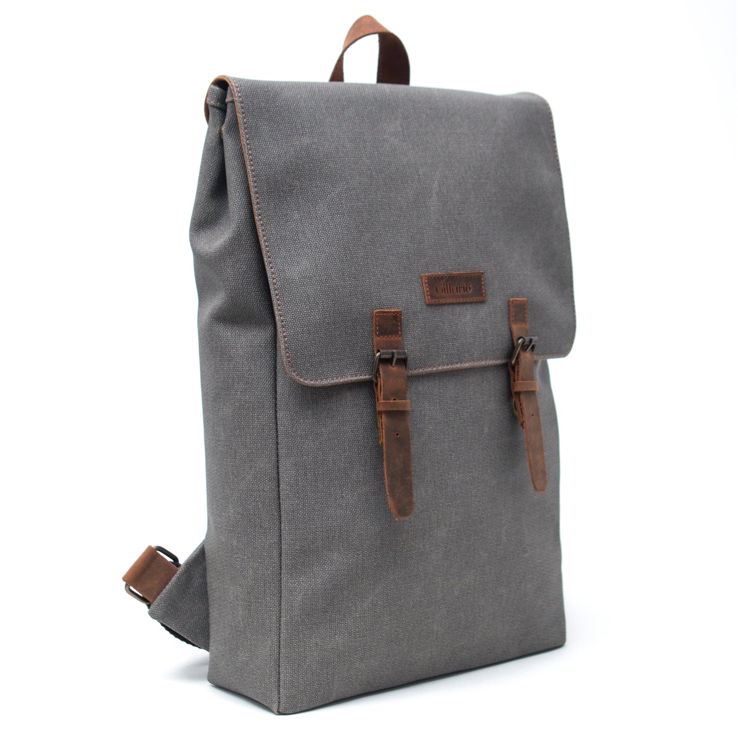 Design02 Kanvas Deri Gri 15.6 Inch Laptop Sırt Çantası