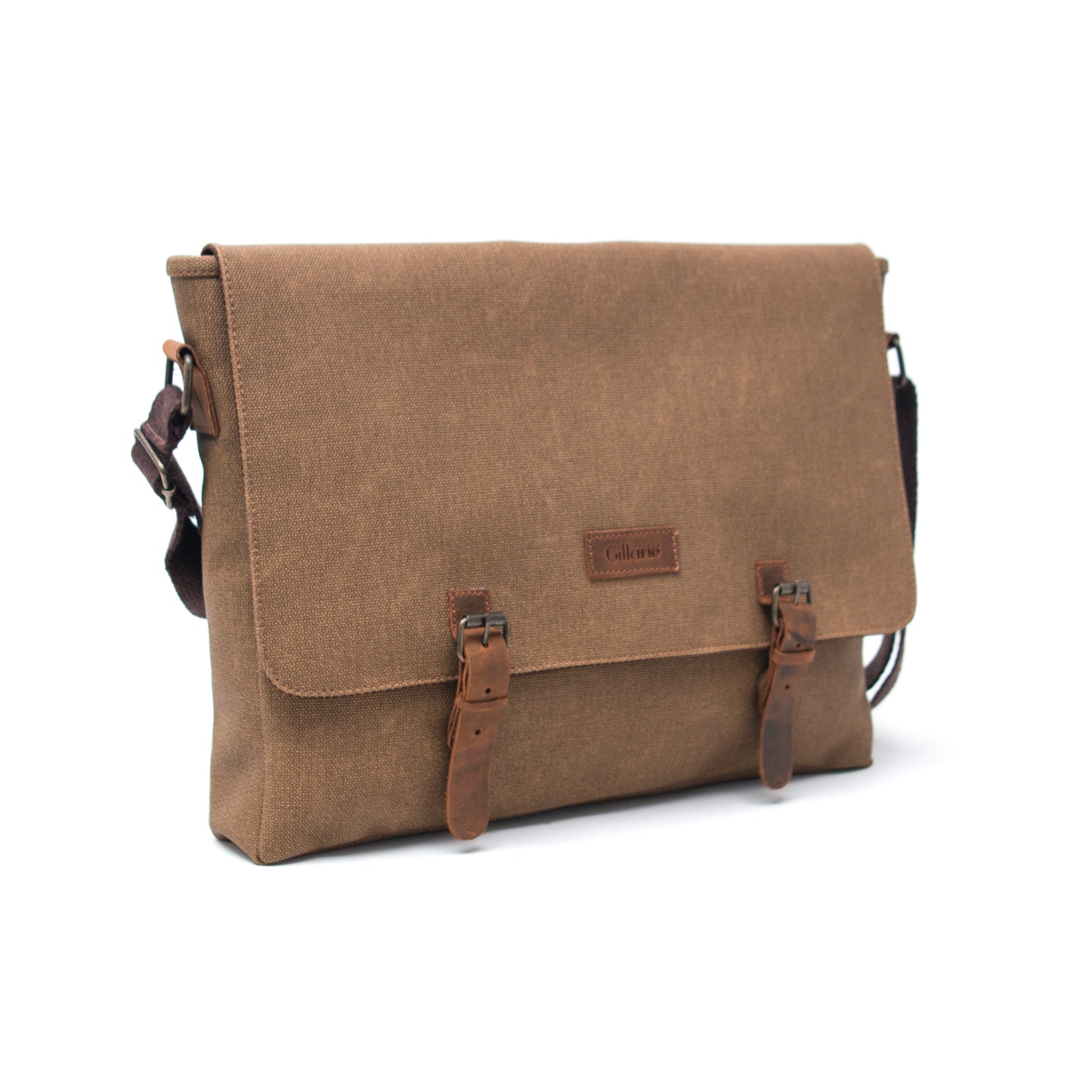 Design03 Kanvas Deri Sütlü Kahve 15.6 Inch Postacı Laptop Çantası