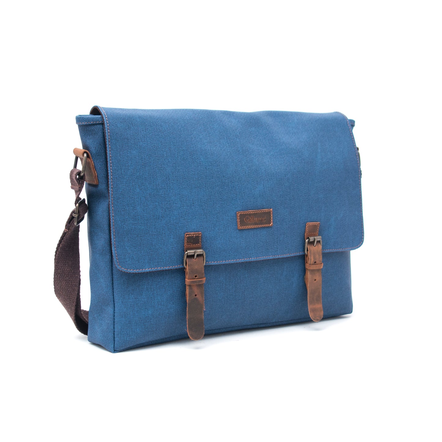 Design03 Kanvas-Deri İndigo 15.6 Inch Postacı Laptop Çantası
