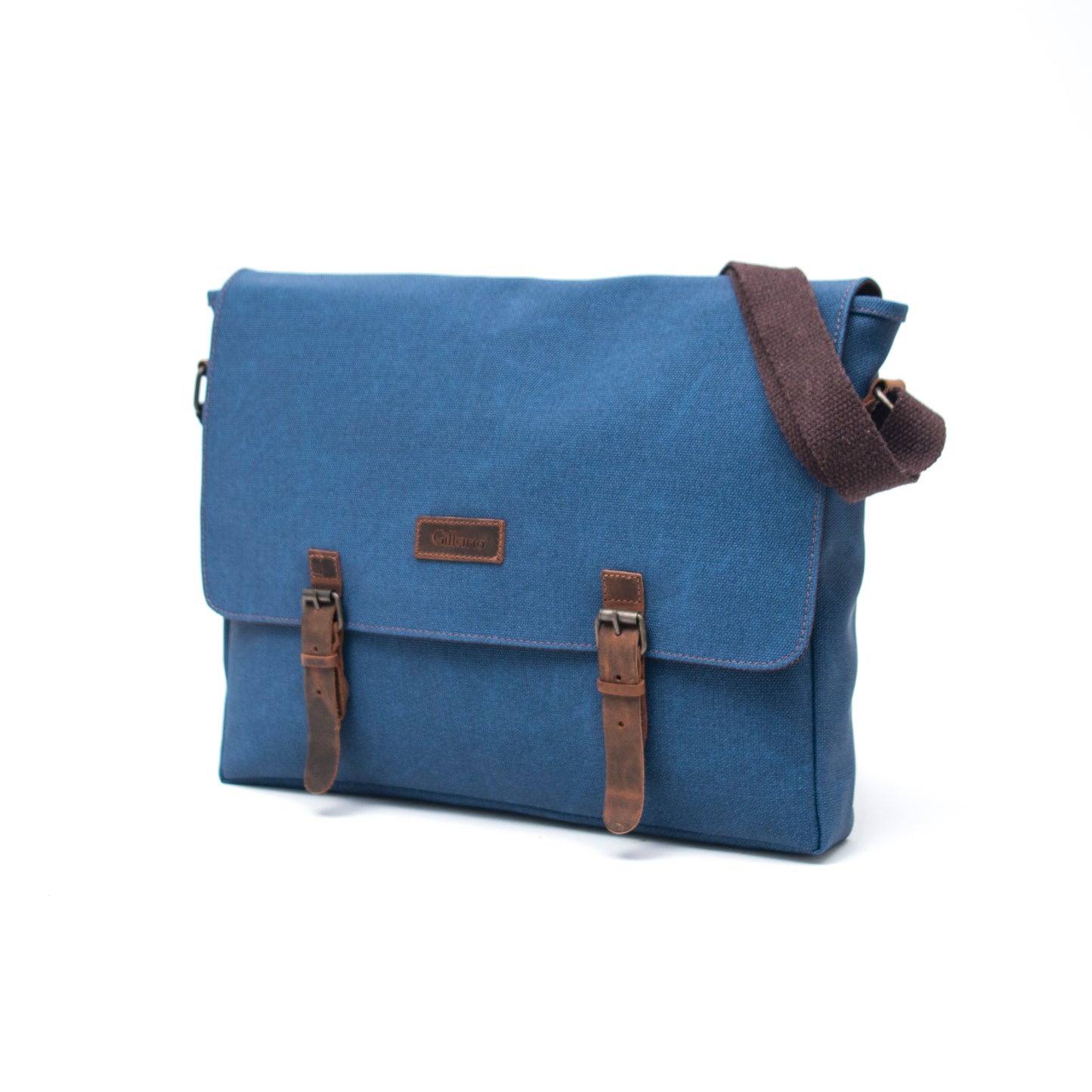 Design03 Kanvas-Deri İndigo 15.6 Inch Postacı Laptop Çantası