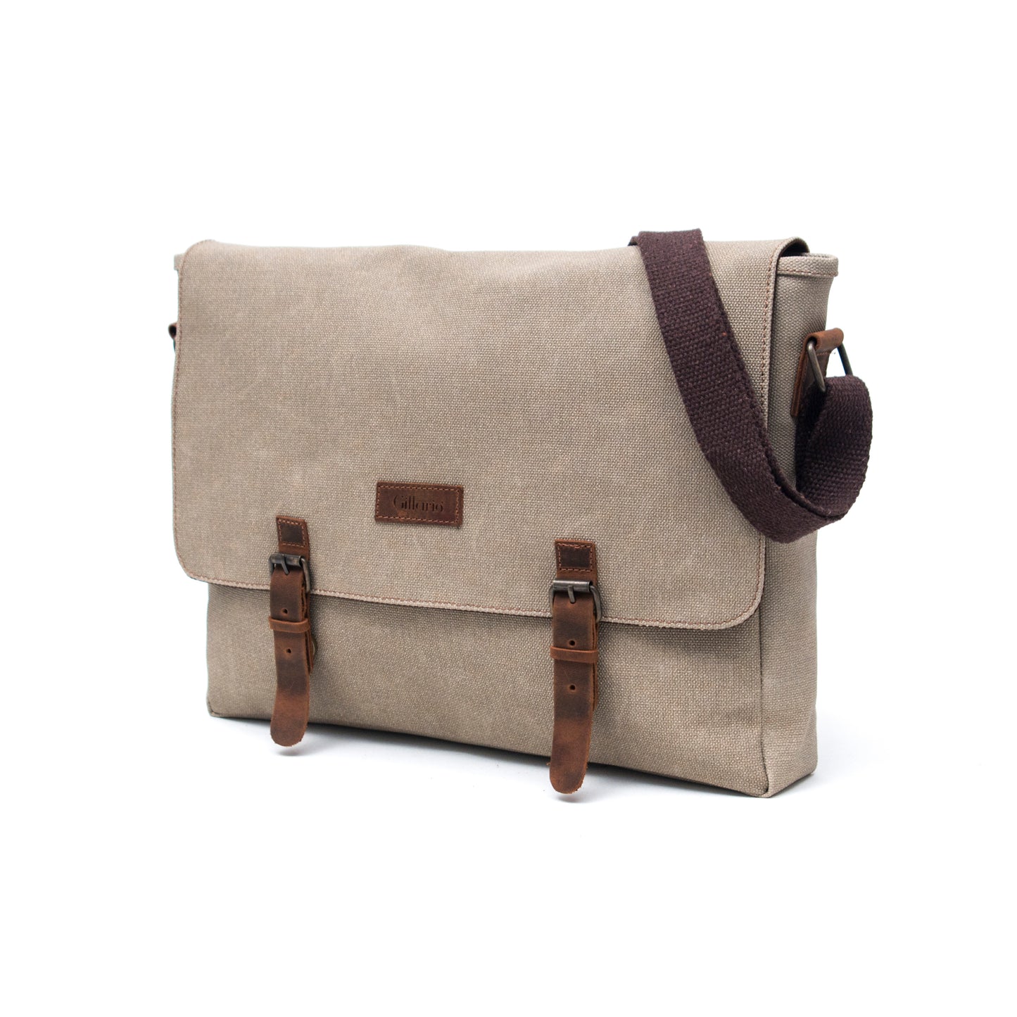 Design03 Kanvas Deri Bej 15.6 Inch Postacı Laptop Çantası