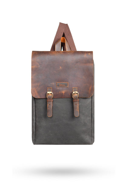 Gillario DESIGN02 15.6 Inch Siyah Kanvas (Deri Kapak) Laptop Sırt Çantası