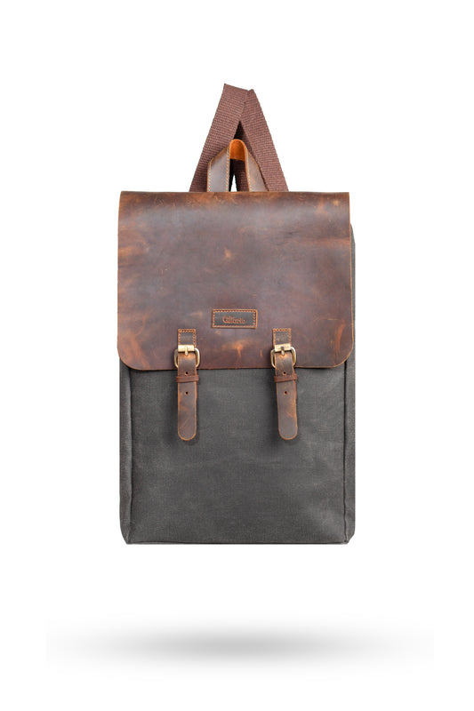 Gillario DESIGN02 15.6 Inch Siyah Kanvas (Deri Kapak) Laptop Sırt Çantası