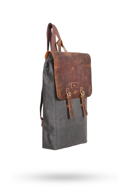 Gillario DESIGN02 15.6 Inch Siyah Kanvas (Deri Kapak) Laptop Sırt Çantası