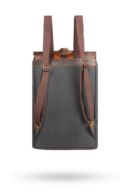 Gillario DESIGN02 15.6 Inch Siyah Kanvas (Deri Kapak) Laptop Sırt Çantası