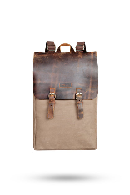 Gillario DESIGN02 15.6 Inch Vizon Kanvas (Deri Kapak) Laptop Sırt Çantası