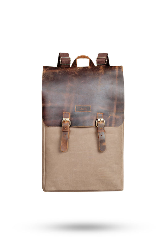 Gillario DESIGN02 15.6 Inch Vizon Kanvas (Deri Kapak) Laptop Sırt Çantası