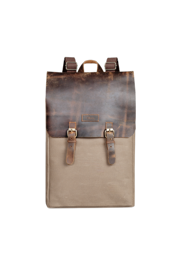 Design 02 15.6 Inch Vizon Kanvas (Deri Kapak) Laptop Sırt Çantası