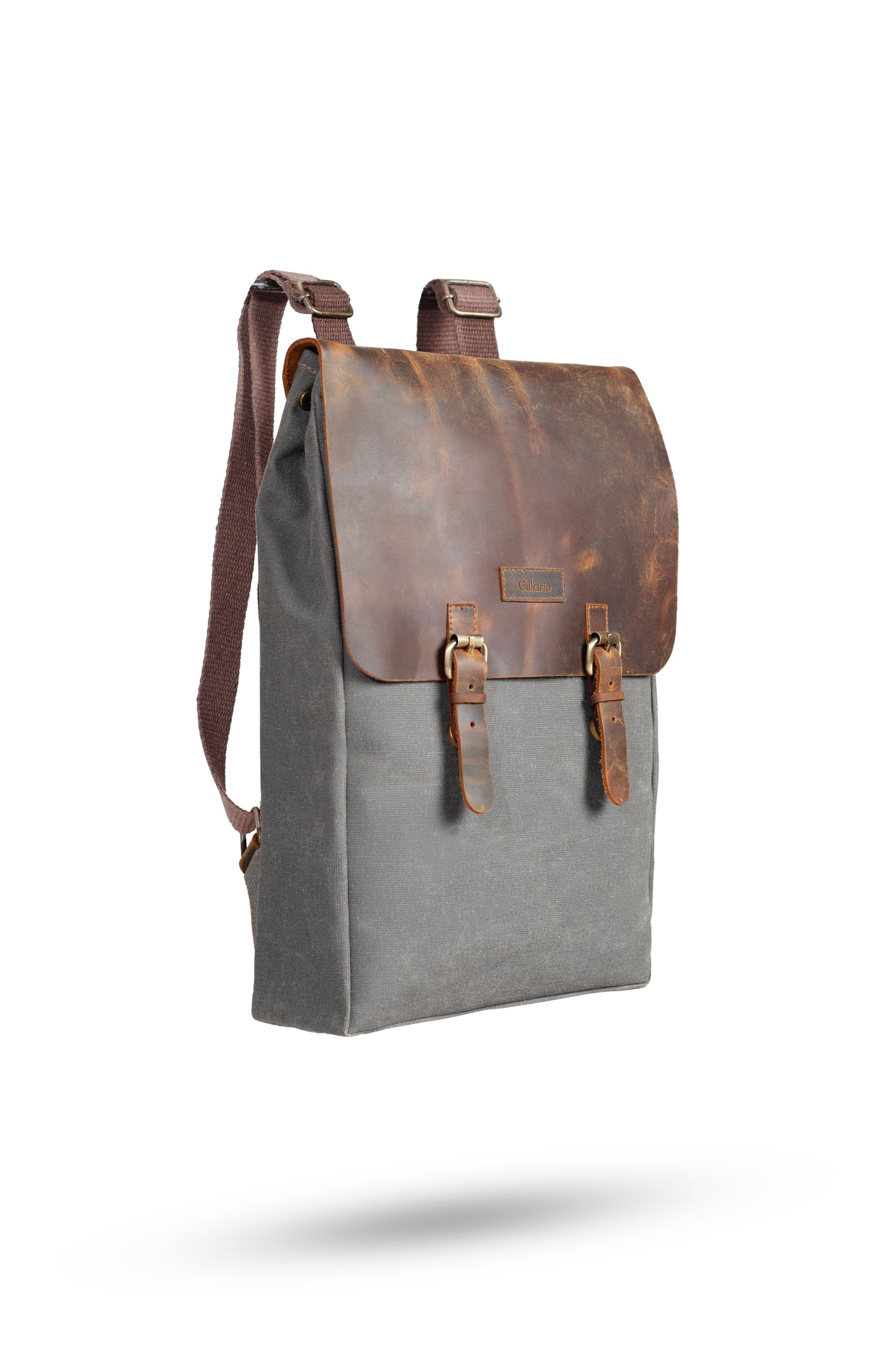 Gillario DESIGN02 15.6 Inch Gri Kanvas (Deri Kapak) Laptop Sırt Çantası