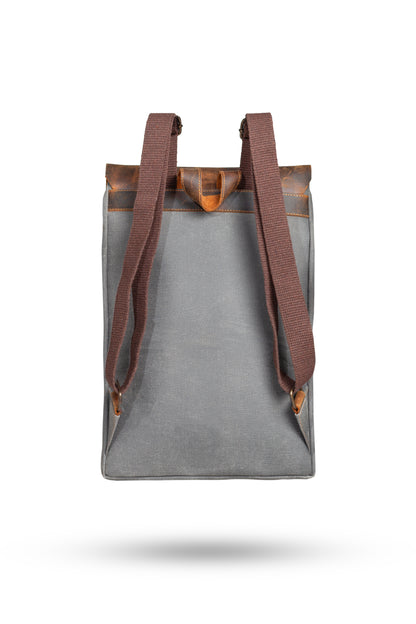 Gillario DESIGN02 15.6 Inch Gri Kanvas (Deri Kapak) Laptop Sırt Çantası