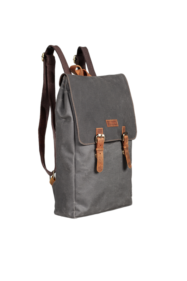 Design 02 15.6 Inch Gri Kanvas (Siyah Kapak) Laptop Sırt Çantası