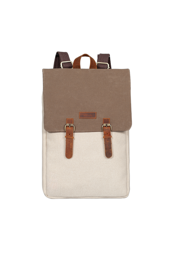 Design 02 15.6 Inch Bej Kanvas (Vizon Kapak) Laptop Sırt Çantası