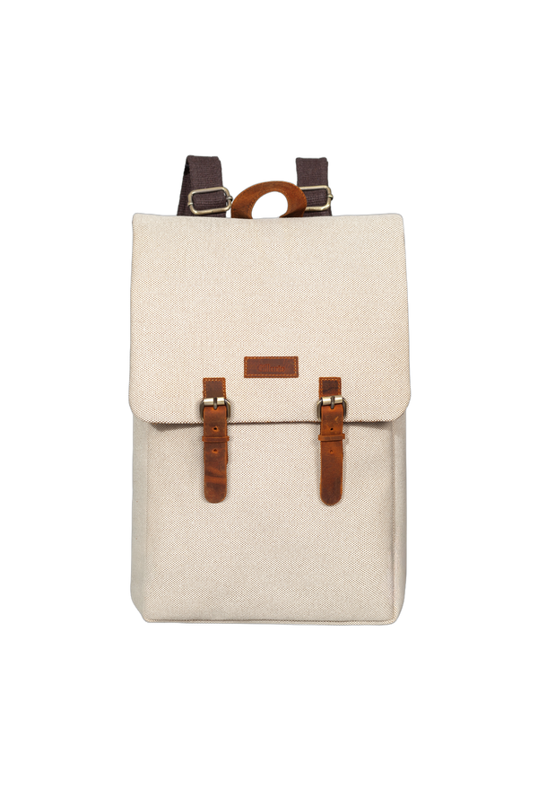 Design 02 15.6 Inch Bej Kanvas Laptop Sırt Çantası