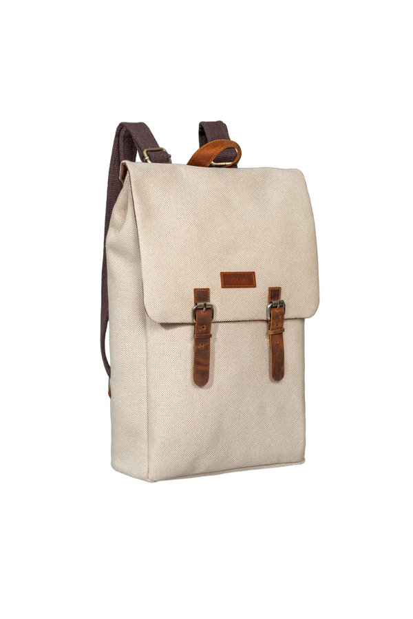 Design 02 15.6 Inch Bej Kanvas Laptop Sırt Çantası